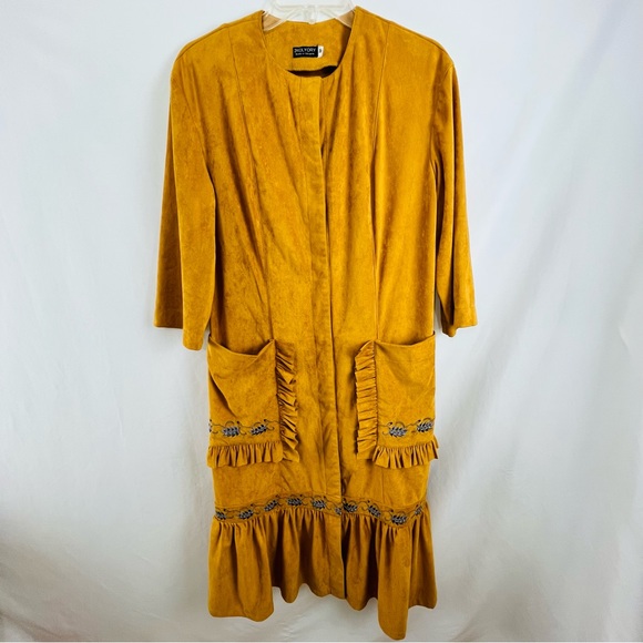 2Kolyory Embroidered Suede Like Dress/Jacket Mustard Color - Picture 3 of 13